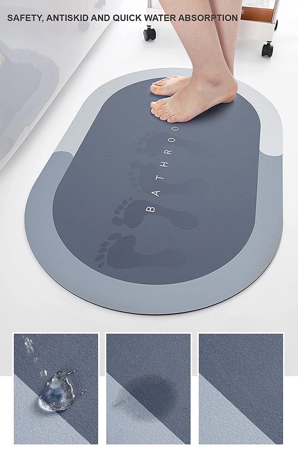 Nonslip Soft Rubber Bath Mat for Bathtub and Shower, Anti Slip Bacterial Anti Bacterial Machine Washable PVC Bath Mat for Bathroom Bathroom Written Mat (random color)