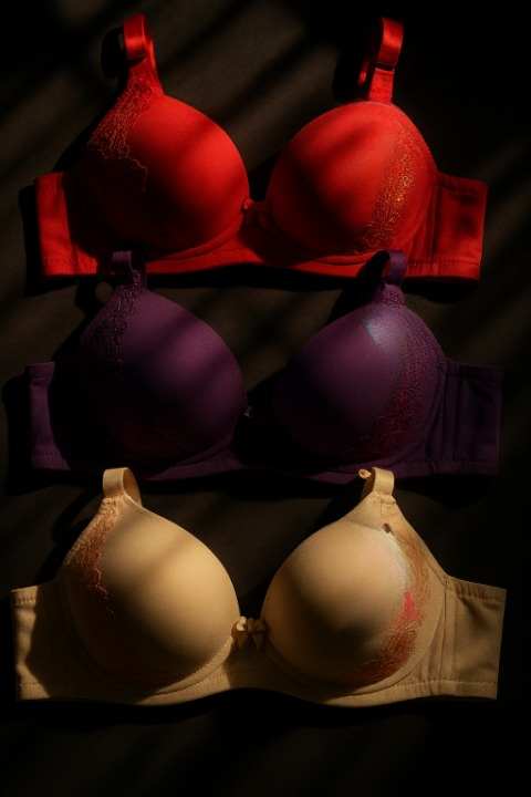 Silk Embroidered Padded Bra for Women – Luxury Undergarment with Soft Silk Fabric, Stylish Embroidery, Comfortable Fit & Everyday Support (Random Color)