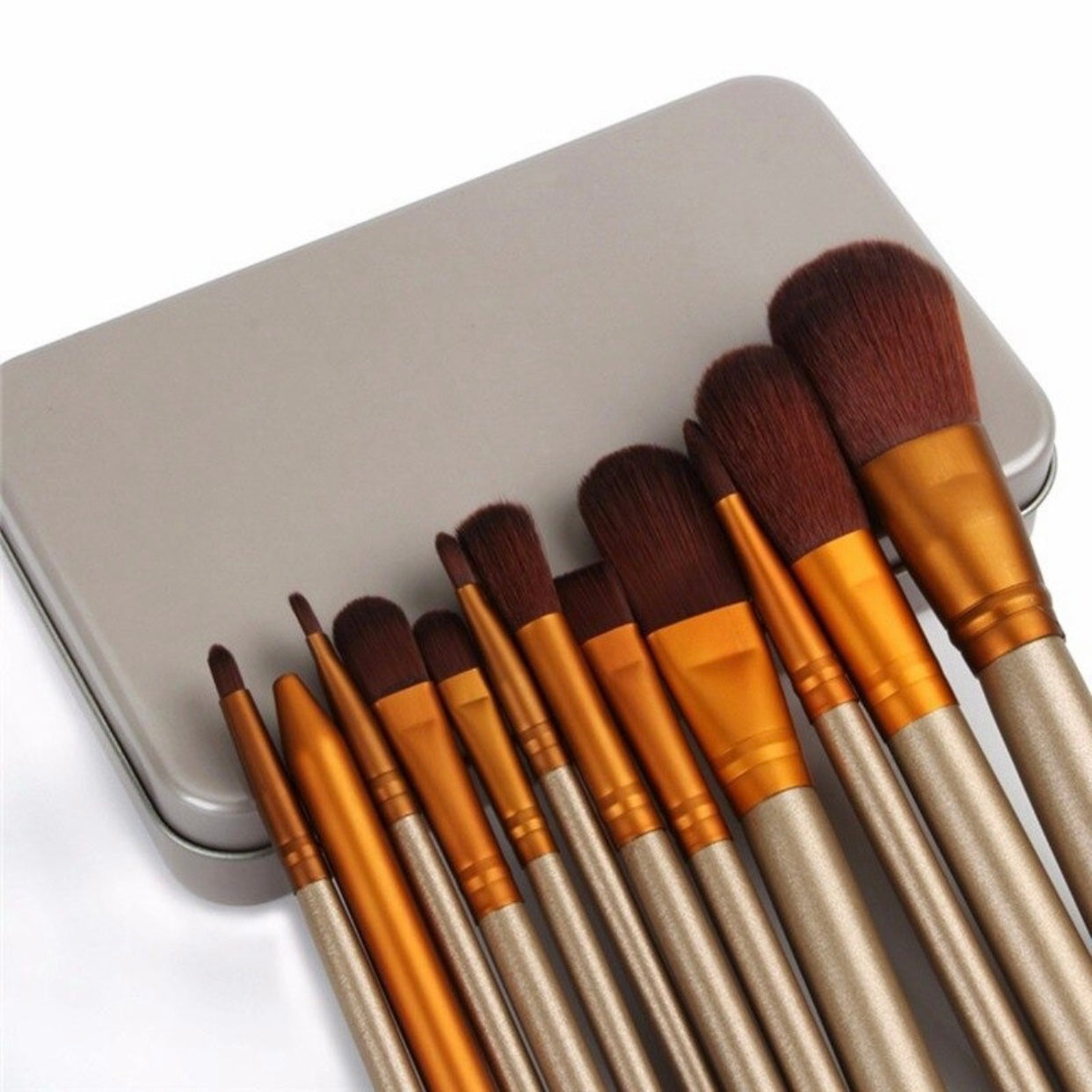 13pcs Aluminium Box Makeup Brushes Set Eye Shadow Lip Gloss Eye Makeup Portable Beauty Tools