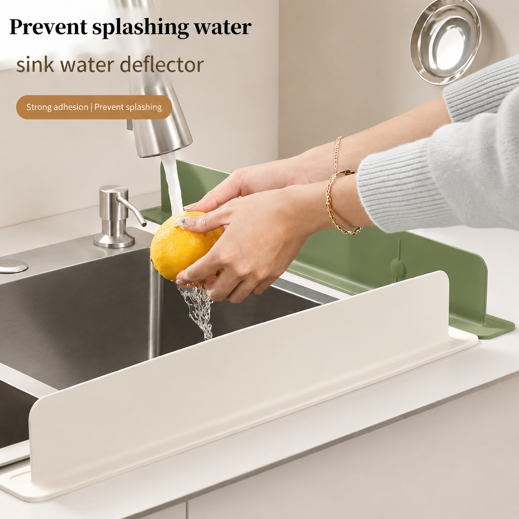Silicone Sink Splash Guard For Kitchen And Bathroom – Flexible Water Splash Stopper For Faucets | 16 Inch - With Suction (Random Color)
