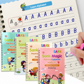 Pack of 4 Sank Magic book Practice | Tracing Handwriting First Pre-school Baby Learning Books for Kids (Books + Magic Pen with 10 Ink Refills)