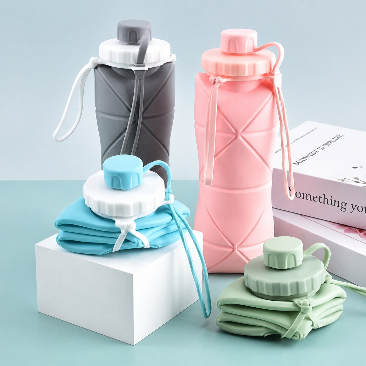 Silicon Foldable Bottle 600ml | Portable Travel Smart Water Bottle | Pocket Size Collapsible Design (Random Color)
