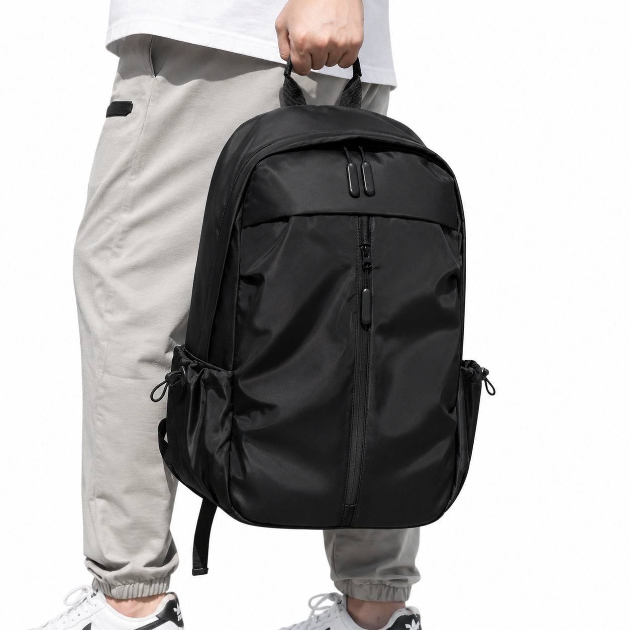 Premium Waterproof Nylon Casual Backpack – Minimalist Unisex Travel & School Shoulder Bag for Boys, Girls & College Students