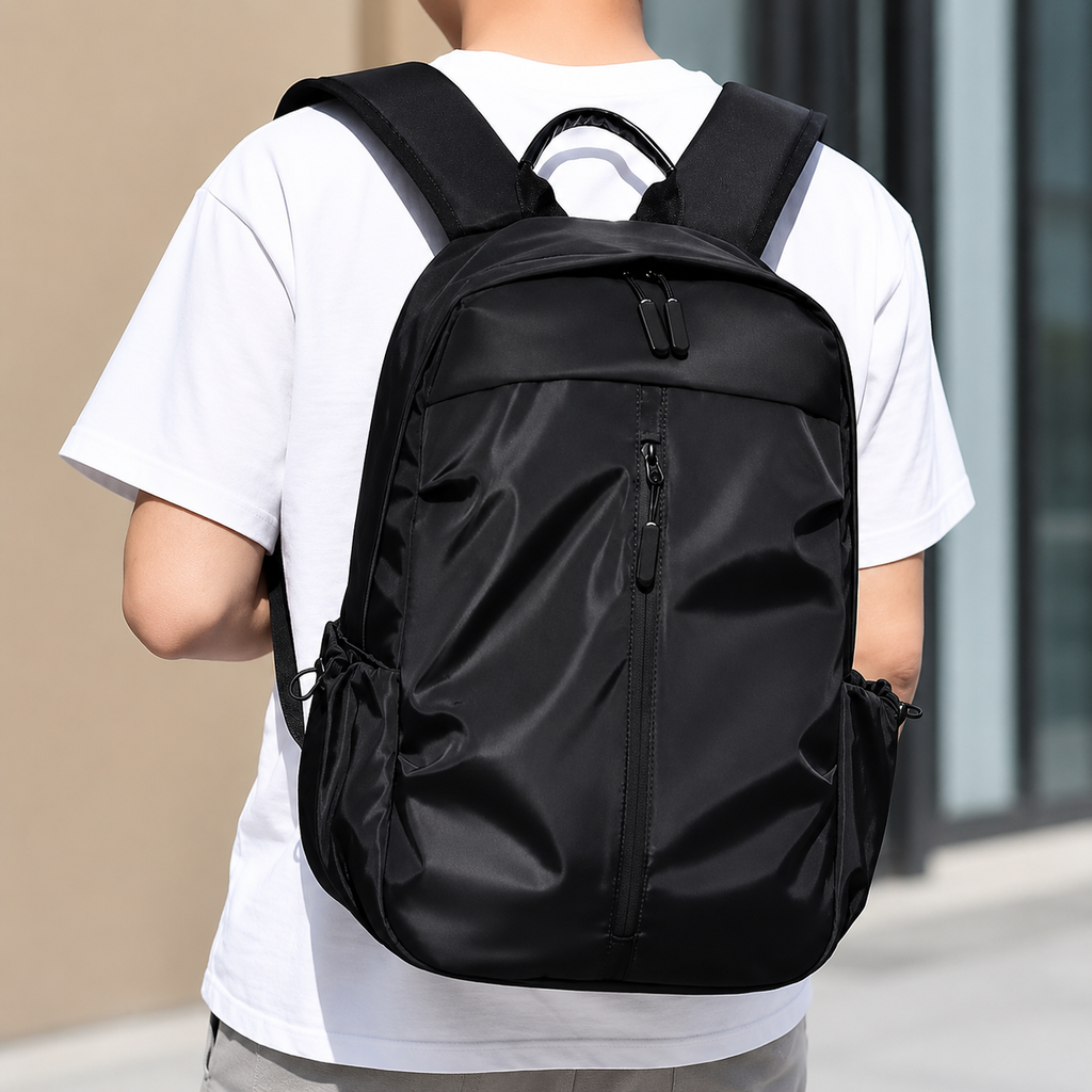 Premium Waterproof Nylon Casual Backpack – Minimalist Unisex Travel & School Shoulder Bag for Boys, Girls & College Students