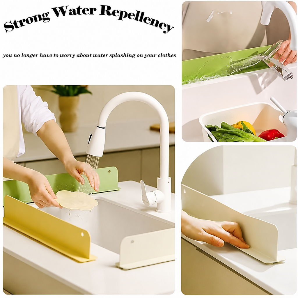 Silicone Sink Splash Guard For Kitchen And Bathroom – Flexible Water Splash Stopper For Faucets | 16 Inch - With Suction (Random Color)