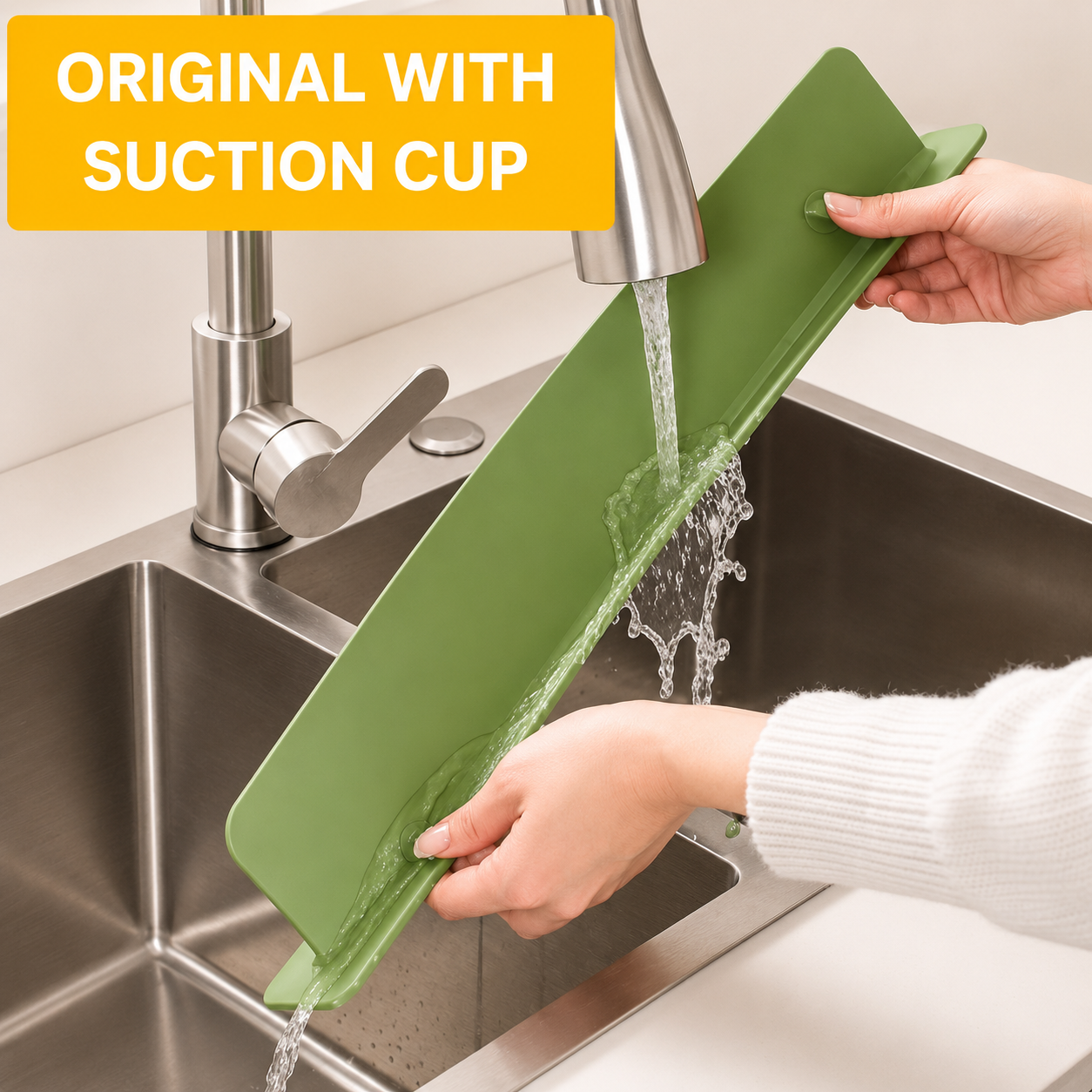 Silicone Sink Splash Guard For Kitchen And Bathroom – Flexible Water Splash Stopper For Faucets | 16 Inch - With Suction (Random Color)