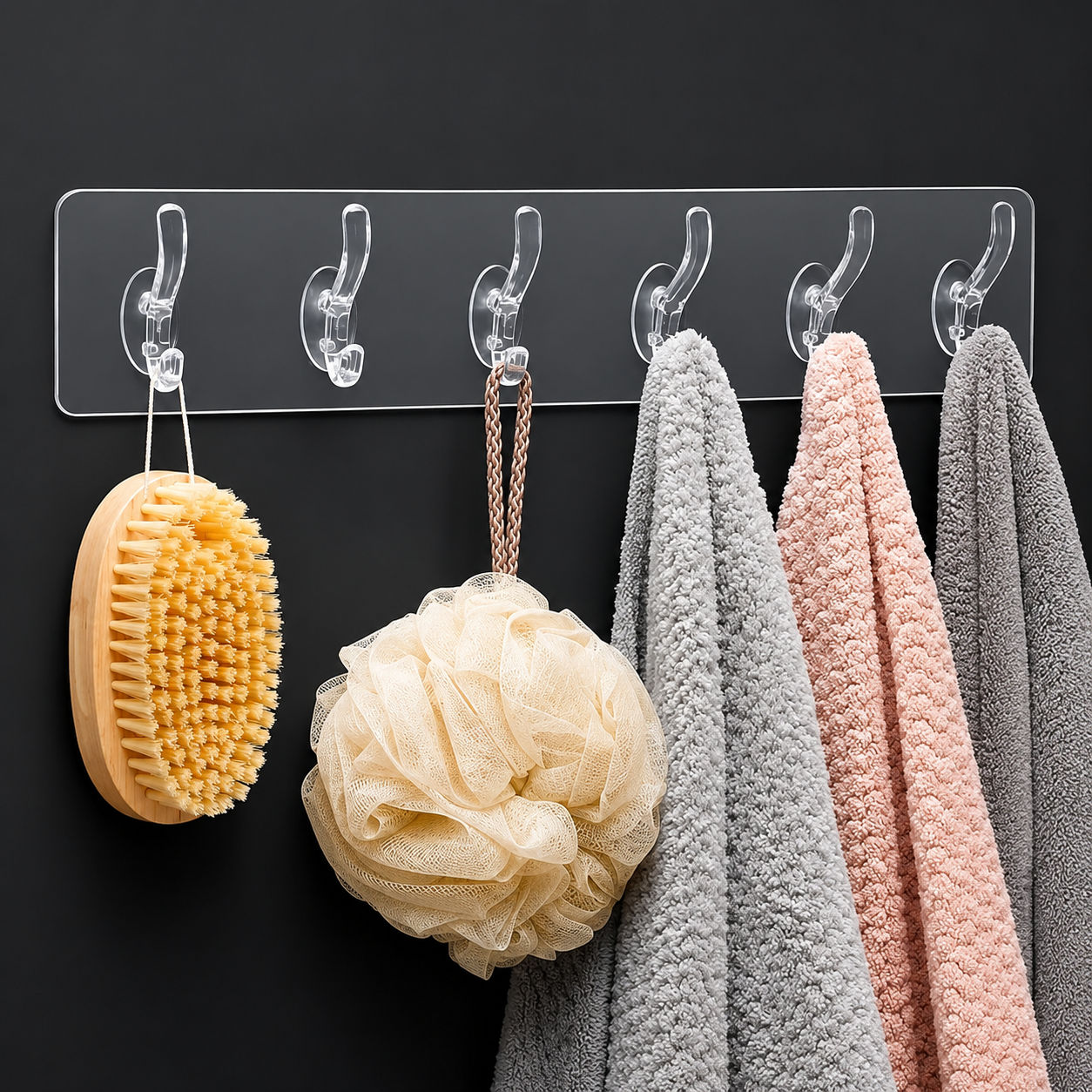 Seamless Heavy Duty Transparent Sticky Hooks Strip | Strong Double-Sided Self Adhesive Wall Hanger | Waterproof Multipurpose Hook for Bathroom & Kitchen (Pack Of 1)